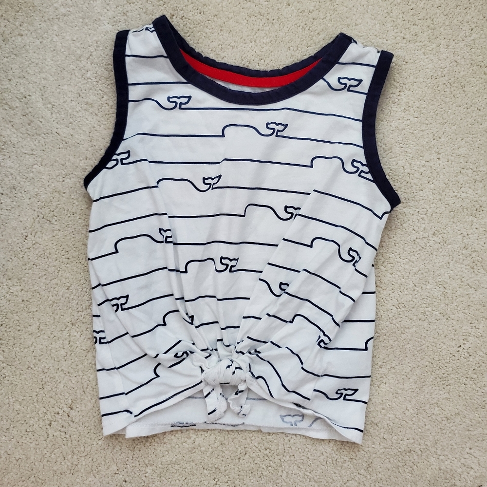 Vineyard Vines x Target Girls' Whale Outline Tie Front Tank Top szXS (4-5)